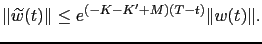 $\displaystyle \Vert\widetilde{w}(t)\Vert \leq e^{(-K-K^\prime+M)(T-t)} \Vert w(t)\Vert.$